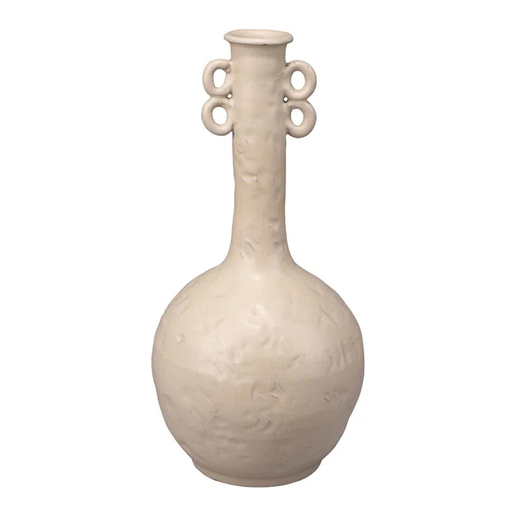 Jamie Young Co Large Transitional Ceramic Babar Vase in Beige