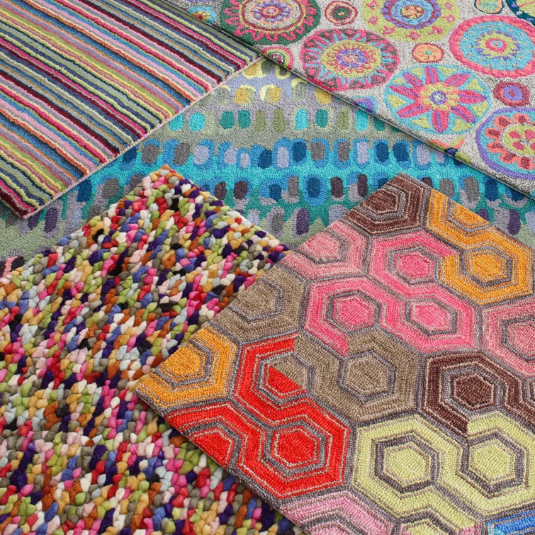 Paint Chip Multi Hand Micro Hooked Wool Rug