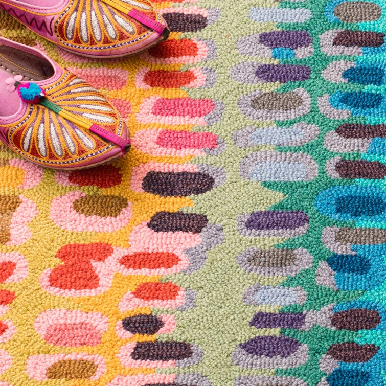Paint Chip Multi Hand Micro Hooked Wool Rug