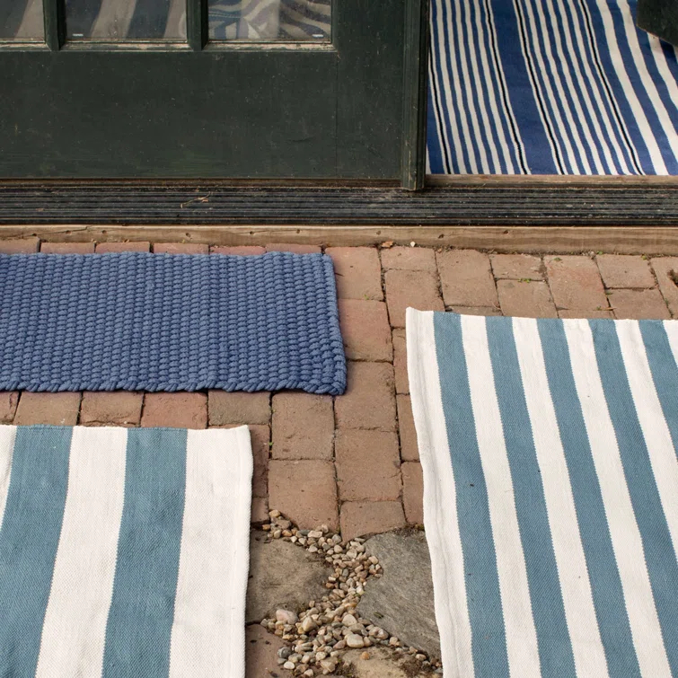 Rugby Stripe Denim Handwoven Indoor/Outdoor Rug