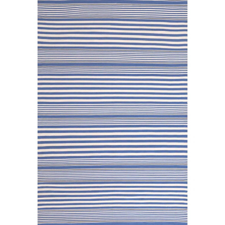 Rugby Stripe Denim Handwoven Indoor/Outdoor Rug