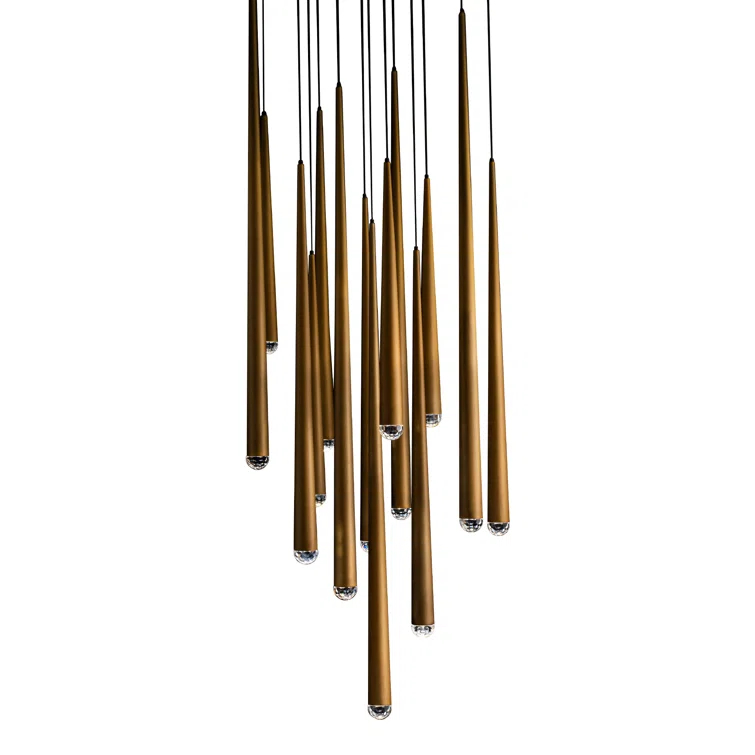 Cascade 15 - Light Aged Brass LED Cluster Pendant