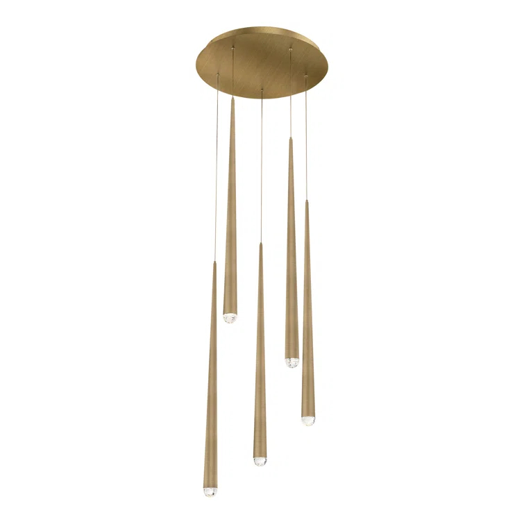 Cascade 5 - Light Aged Brass LED Cluster Pendant