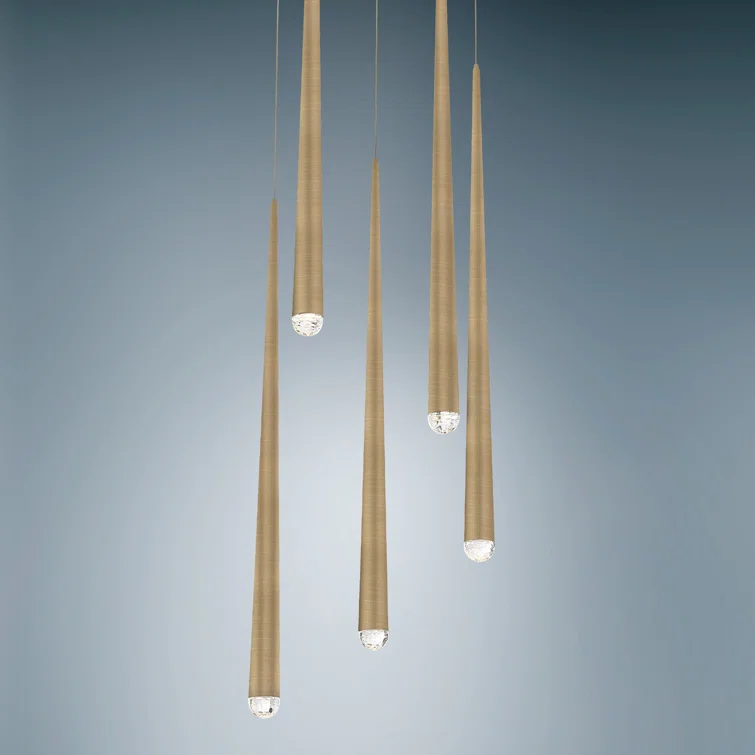 Cascade 5 - Light Aged Brass LED Cluster Pendant