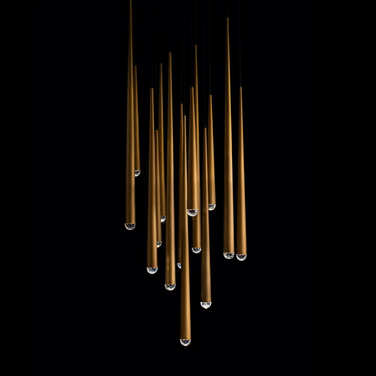 Cascade 15 - Light Aged Brass LED Cluster Pendant