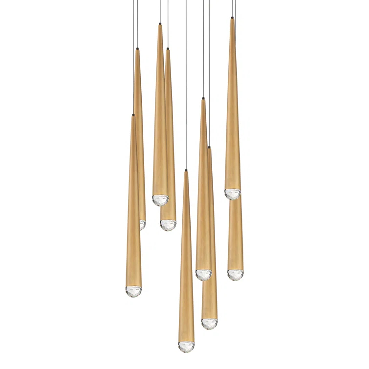 Cascade 9 - Light Aged Brass LED Cluster Pendant