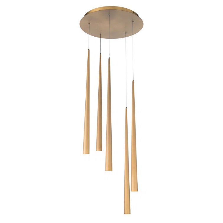 Cascade 5 - Light Aged Brass LED Cluster Pendant