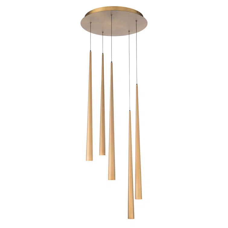 Cascade 5 - Light Aged Brass LED Cluster Pendant