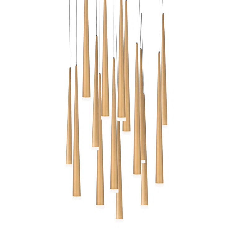 Cascade 15 - Light Aged Brass LED Cluster Pendant