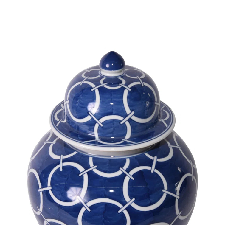 Indigo Blue Handmade High-Fire Porcelain Temple Jar