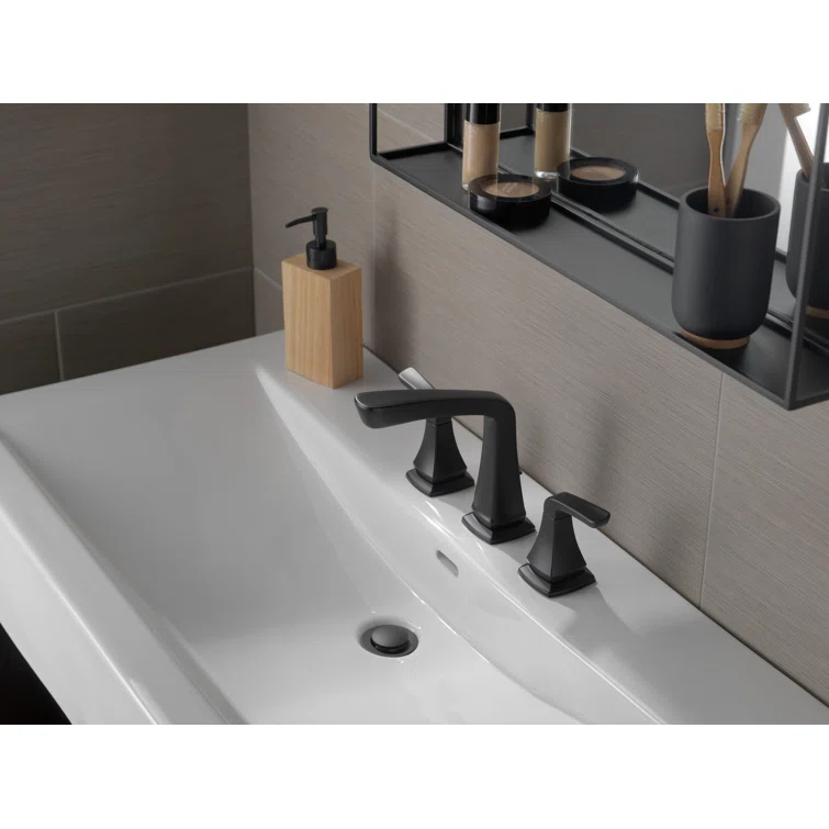 Vesna Widespread Bathroom Faucet 3 Hole, 2-handle Bathroom Sink Faucet with Drain Assembly