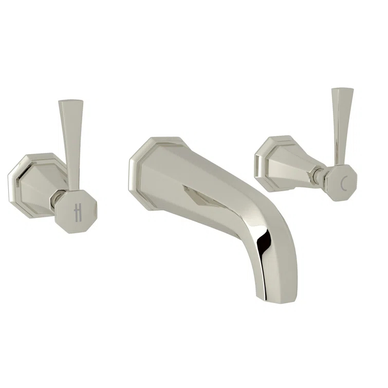 Elegant Polished Nickel 2-Handle Wall-Mounted Widespread Faucet