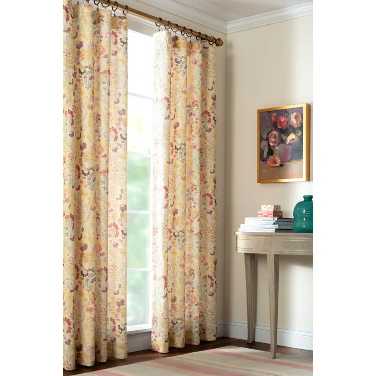 Ines Multi-Color Linen 50" x 108" Curtain Panel