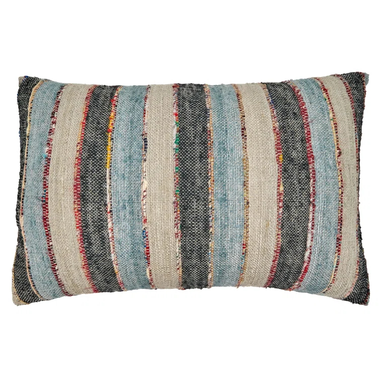 Saro Lynn Collection Striped Cotton Pillow Cover