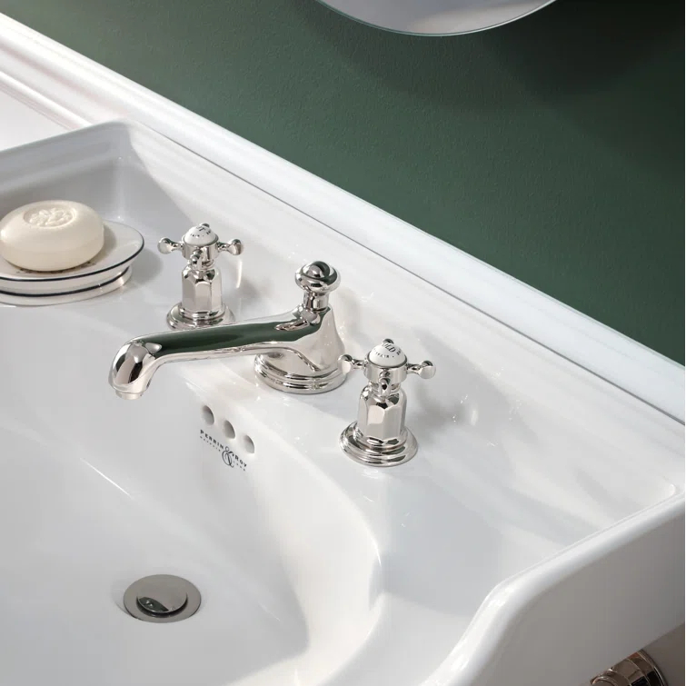 Perrin & Rowe U.3706X-PN-2 Edwardian Widespread Lavatory Faucet With Low Spout