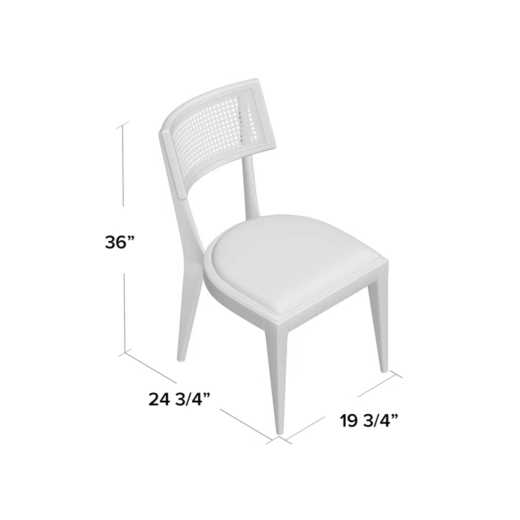 Elegant Linen and Cane Wood Dining Chair in Rich Brown