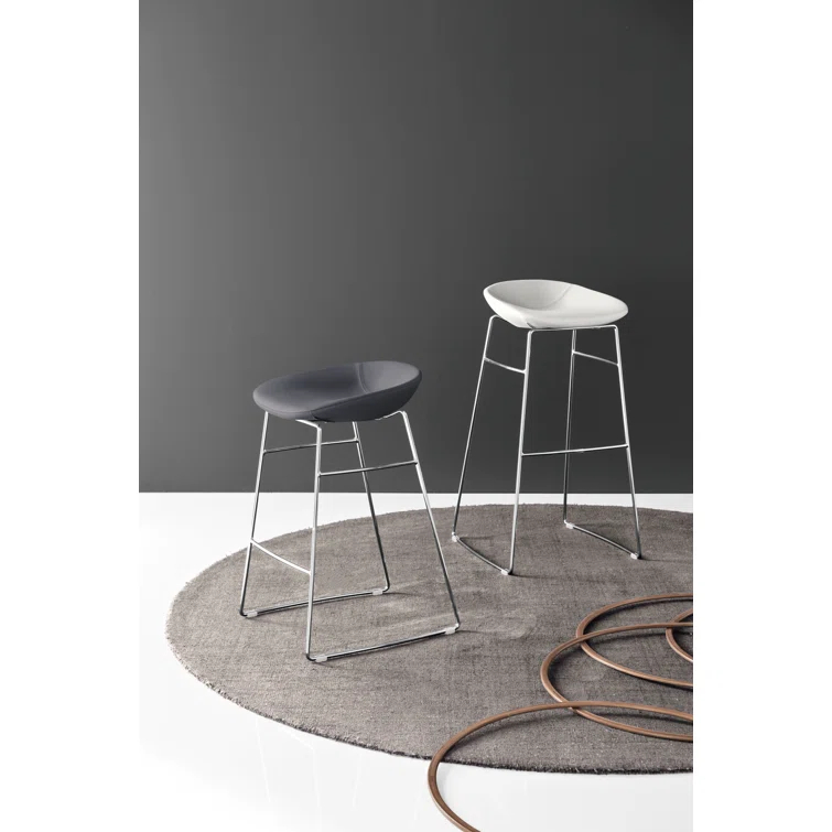 Palm Upholstered Backless Stool with Metal Frame