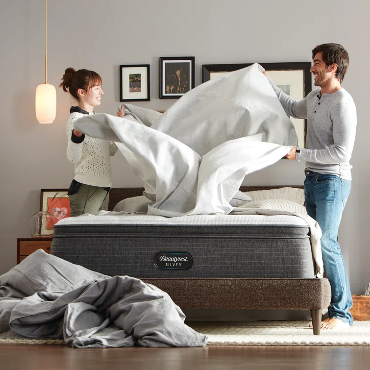 Beautyrest Silver BRS900 Plush Pillow Top 15.25" Innerspring Mattress and Box Spring Set