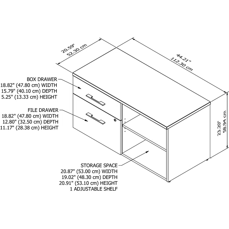 Office 500 44.21'' Wide 2 - Drawer Filing Storage Cabinet