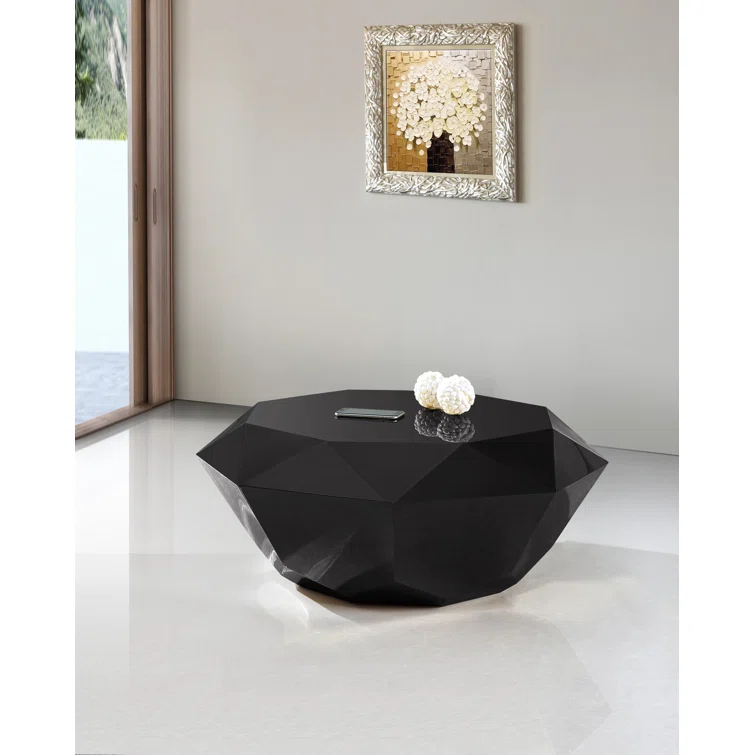 Gemma Matte Black Steel Diamond-Shaped Coffee Table