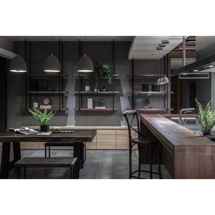Small Gray Concrete and Glass Pendant Light