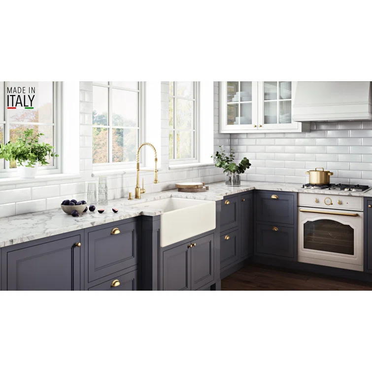 Ruvati 33 inch Fireclay Farmhouse Apron-Front Kitchen Sink Reversible