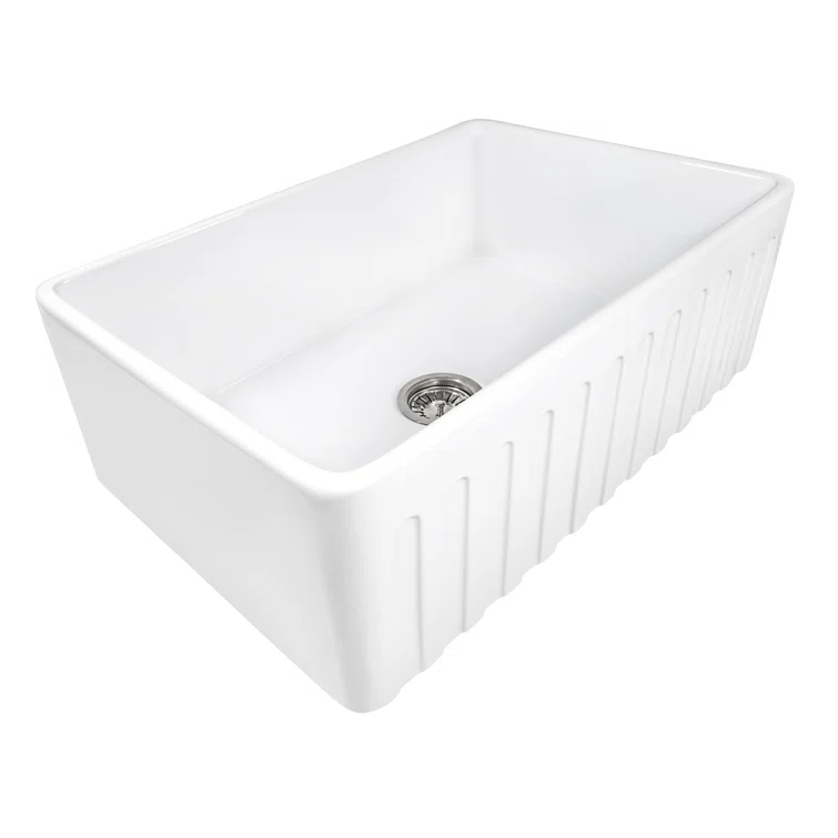 Ruvati 33 inch Fireclay Farmhouse Apron-Front Kitchen Sink Reversible