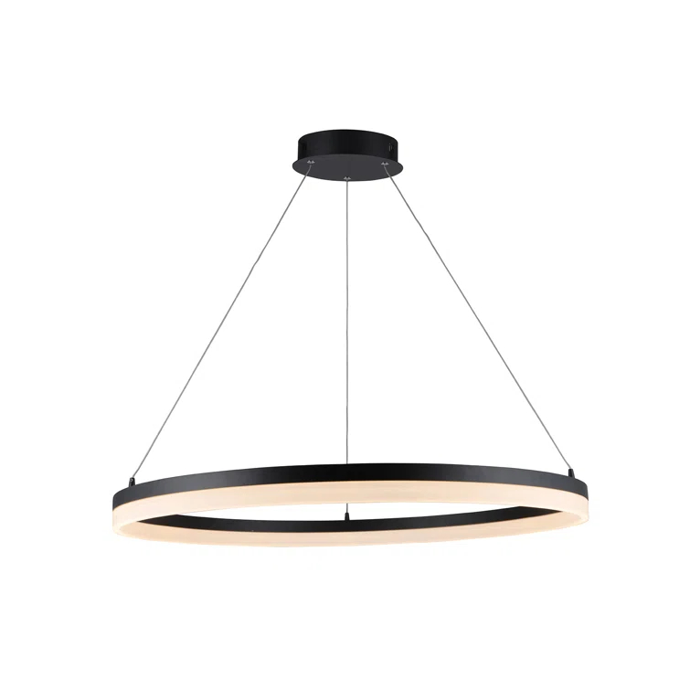 Black Aluminum 31-Inch Circular LED Pendant Light