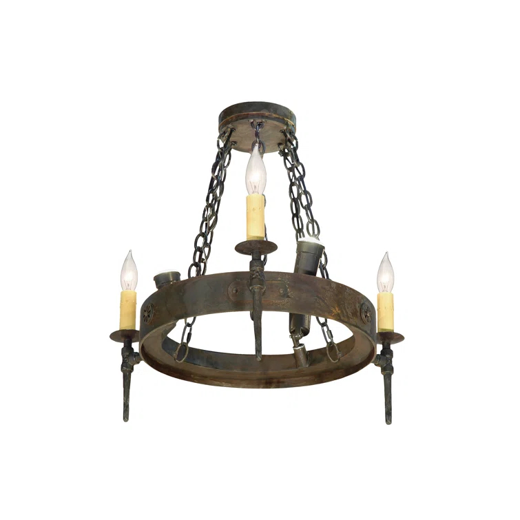 Warwick 6 - Light Wagon Wheel Chandelier