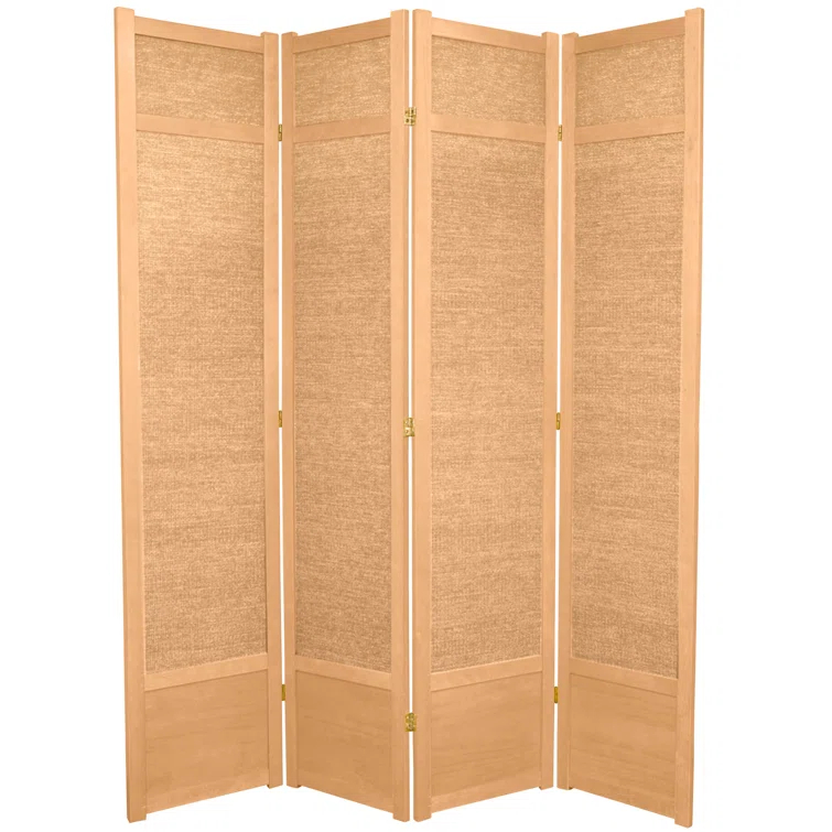 Oriental Furniture 7 Ft Tall Jute Shoji Screen, Natural, 4 panel