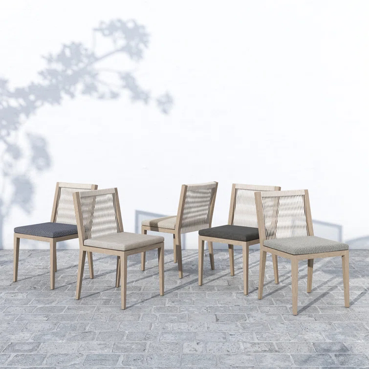 Teak Outdoor Dining Chair with Gray Cushions