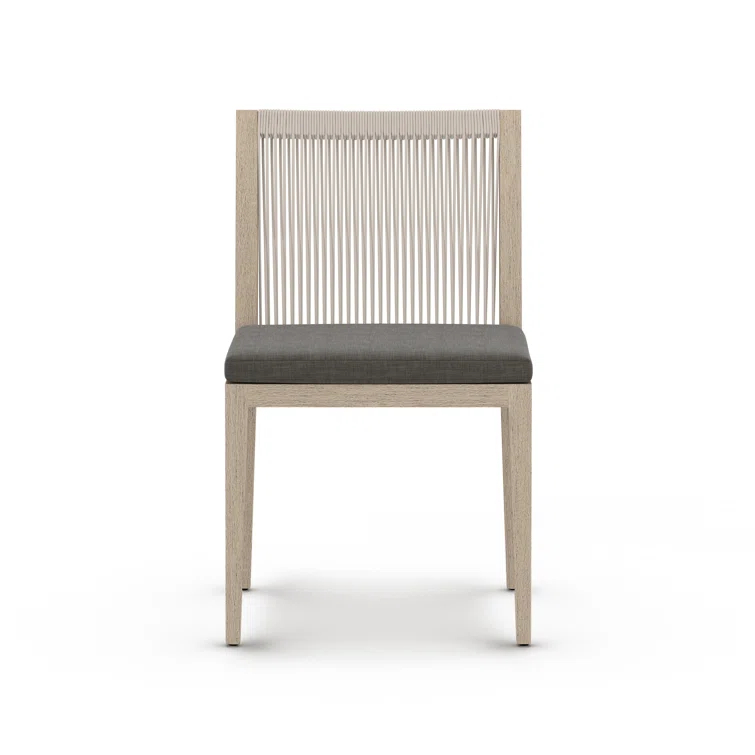 Teak Outdoor Dining Chair with Gray Cushions