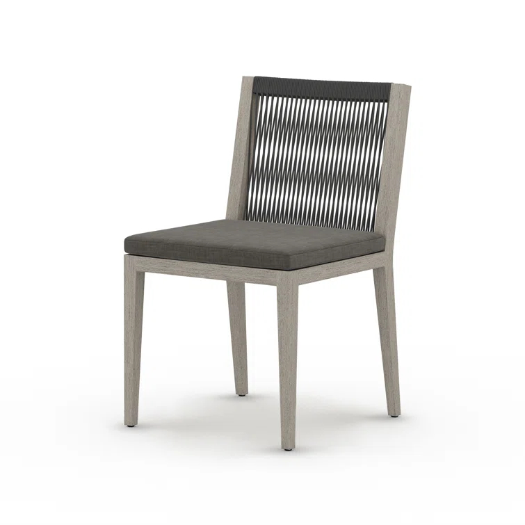 Teak Outdoor Dining Chair with Gray Cushions