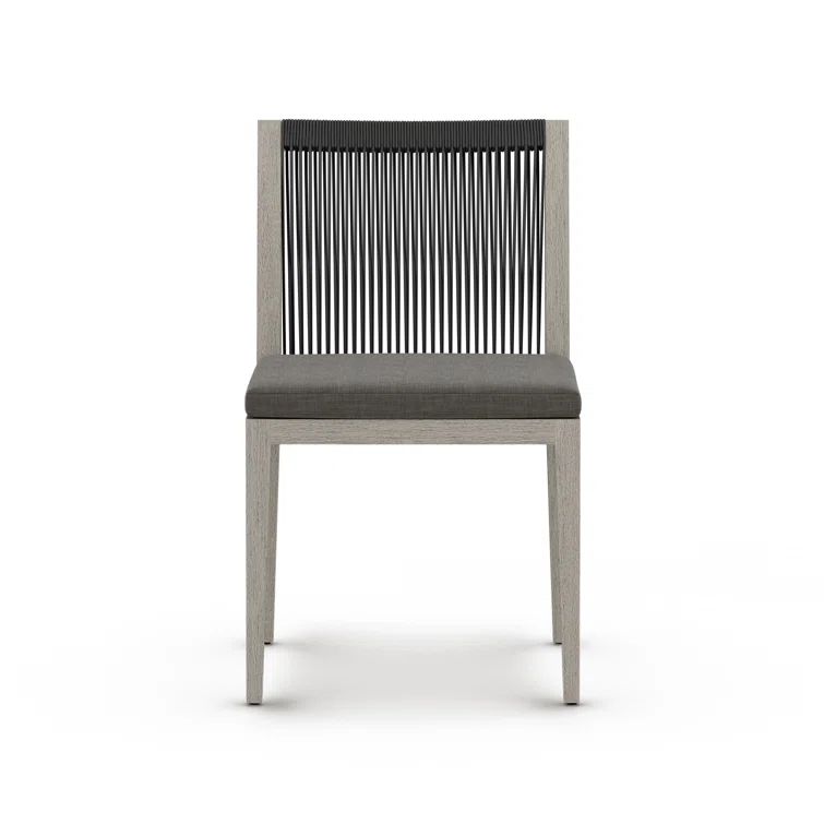 Teak Outdoor Dining Chair with Gray Cushions