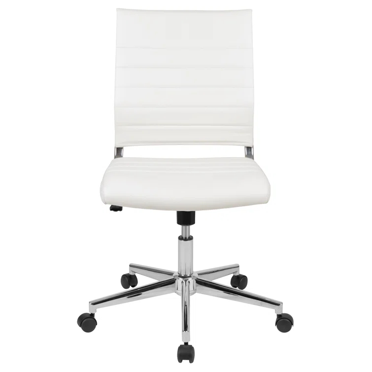Flash Furniture Mid-Back Armless LeatherSoft Ribbed Executive Swivel Office Chair