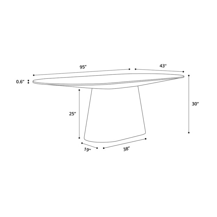 Raul 95" Pedestal Dining Table