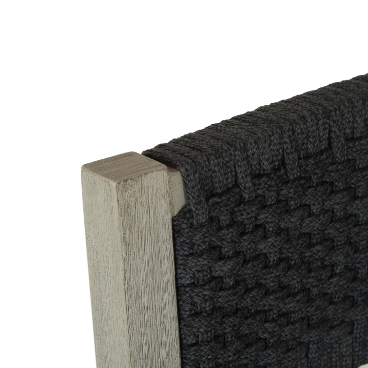 Solano Weathered Grey Teak and Dark Grey Rope Counter Stool
