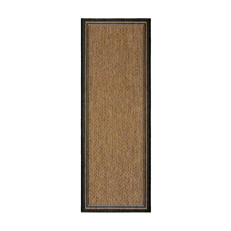 Gertmenian Paseo Soroa Chestnut Brown/Black Classic Border Indoor/Outdoor Flatweave Area Rug