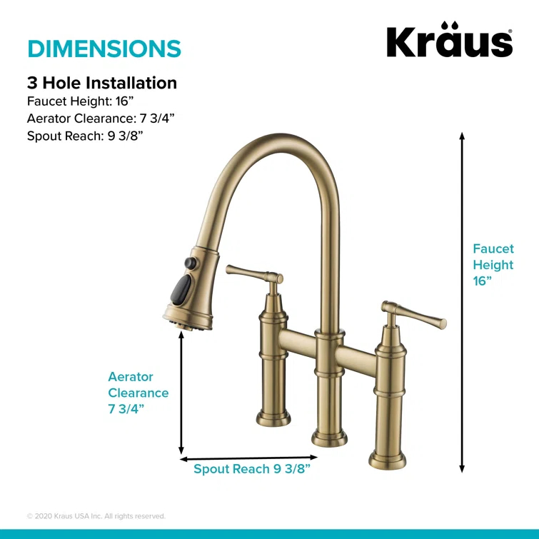 Kraus Allyn Transitional Bridge Kitchen Faucet and Water Filter Faucet Combo