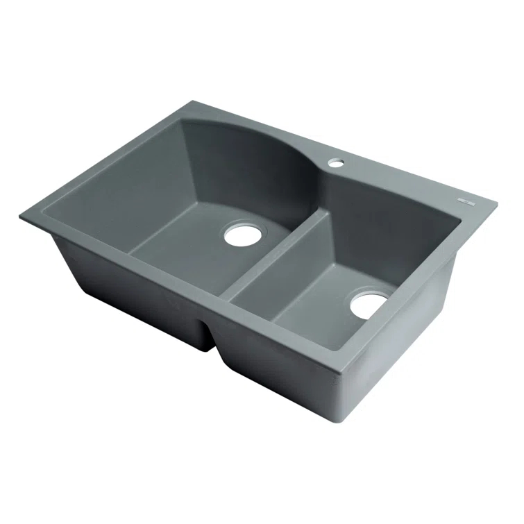 33'' L Drop-In Double Bowl Granite Kitchen Sink