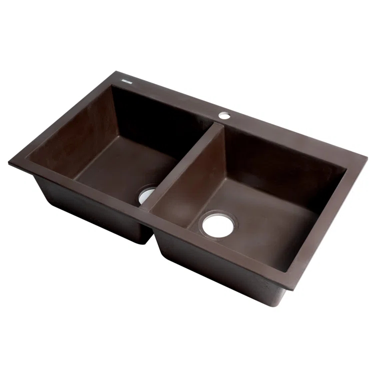 33.88'' L Drop-In Double Bowl Granite Kitchen Sink
