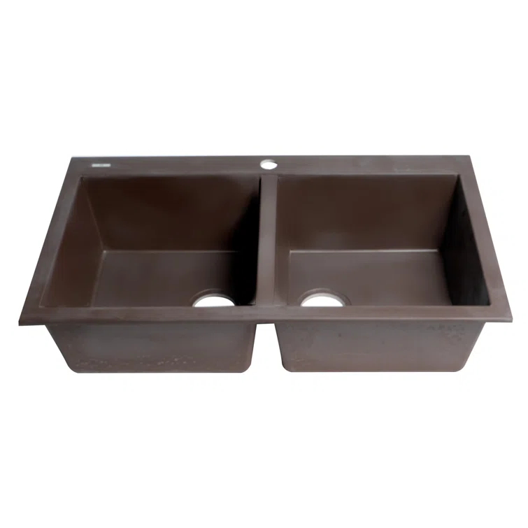 33.88'' L Drop-In Double Bowl Granite Kitchen Sink