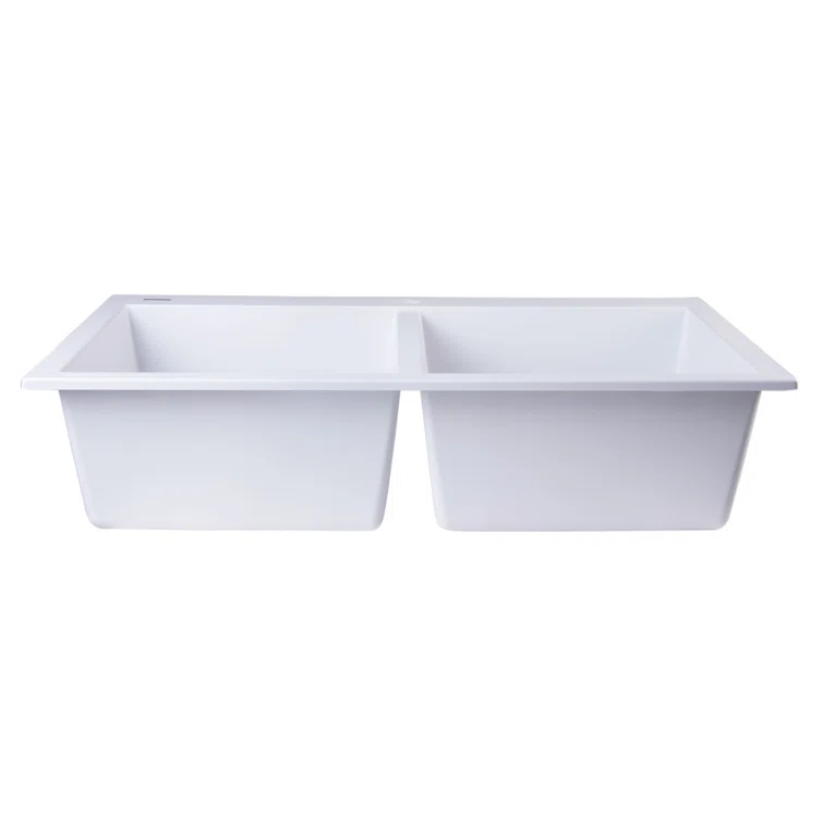 34'' L Drop-In Double Bowl Granite Kitchen Sink