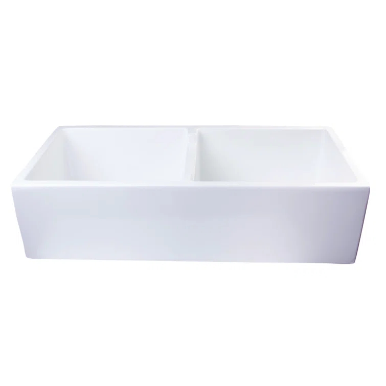 39.5'' L Farmhouse / Apron Double Bowl Fireclay Kitchen Sink
