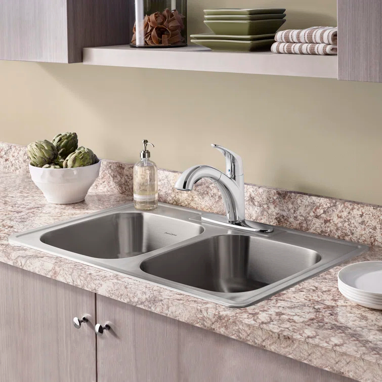 Colony 33'' L Drop-In Double Bowl Stainless Steel Kitchen Sink