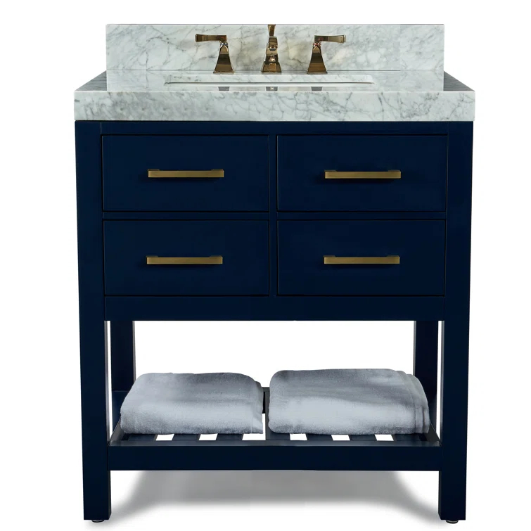 Carrie 36'' Single Bathroom Vanity with Carrara Marble Top