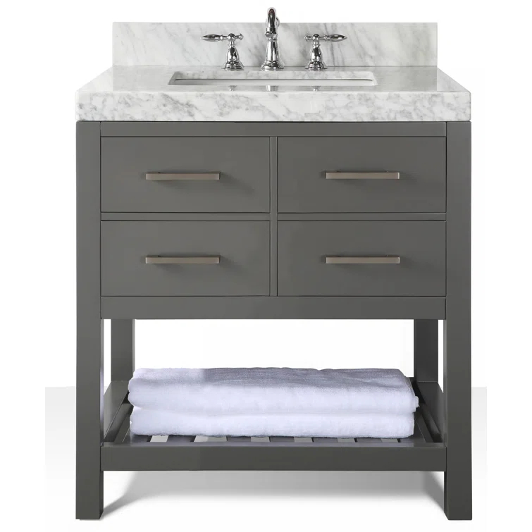 Carrie 36'' Single Bathroom Vanity with Carrara Marble Top