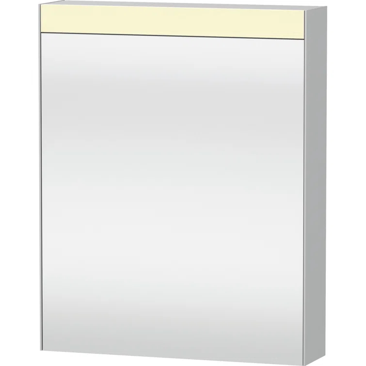 Surface Mount Frameless 1 Door Medicine Cabinet with 2 Shelves and LED Lighting