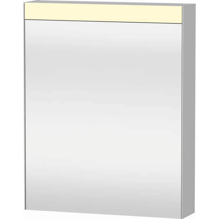 Surface Mount Frameless 1 Door Medicine Cabinet with 2 Shelves and LED Lighting