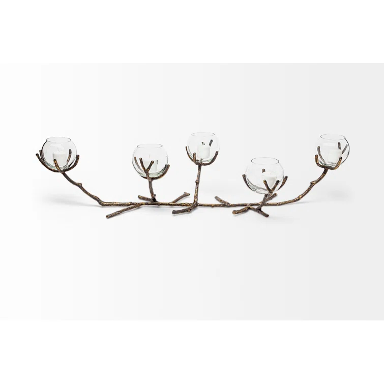 Rustic Vine 30'' Distressed Wood Five-Arm Candelabra